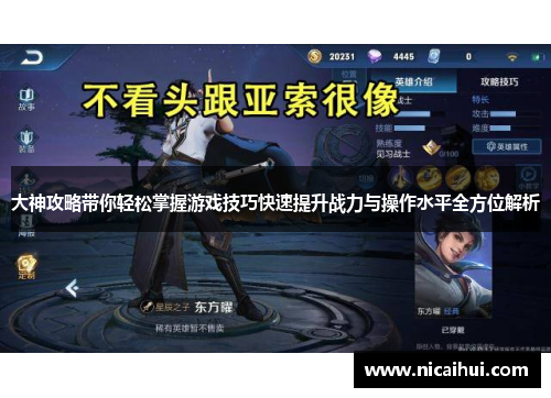 大神攻略带你轻松掌握游戏技巧快速提升战力与操作水平全方位解析